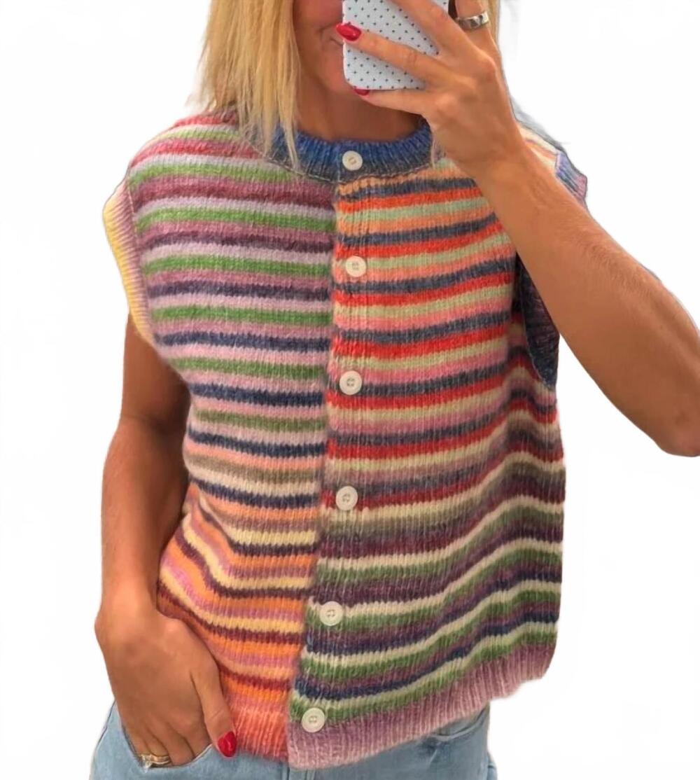 NEW WISHLIST rainbow stripe sweater vest in sky purple